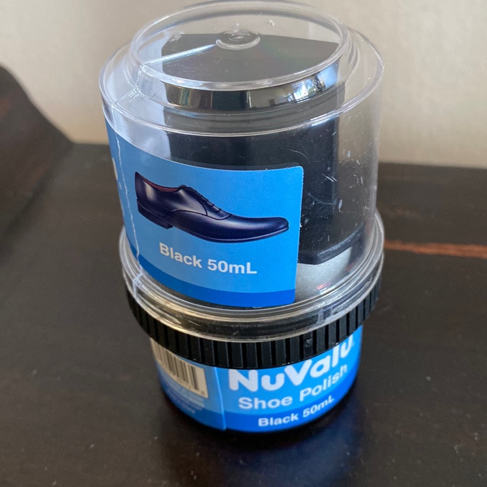 - NuValu Black shoe polish with applicator